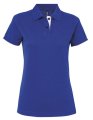Dames Polo Asquith & Fox Classic Fit Contrast Royal Blue-Wit